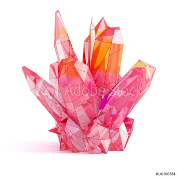 Picture of Red gemstone Geometric crystal isolated on white background 3D illustration